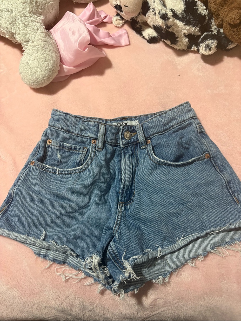 Garage medium blue wash A-line festival Denim Jean Shorts size 00/23